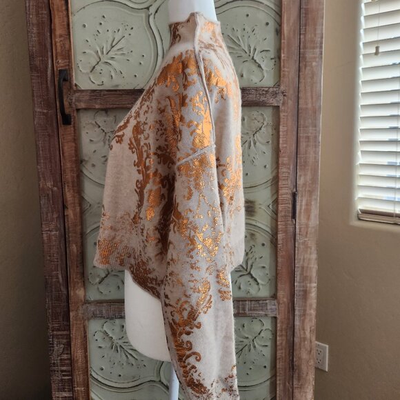 Anthropologie Pilcro Alani Cashmere Gold Foil Sweater - Picture 4 of 5